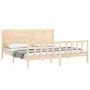 Bed frame with solid wood headboard 200x200 cm by vidaXL, Beds and slatted bases - Ref: Foro24-3192771, Price: 184,69 €, Disc...