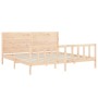 Bed frame with solid wood headboard 200x200 cm by vidaXL, Beds and slatted bases - Ref: Foro24-3192771, Price: 187,03 €, Disc...