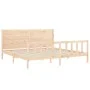 Bed frame with solid wood headboard 200x200 cm by vidaXL, Beds and slatted bases - Ref: Foro24-3192771, Price: 184,69 €, Disc...