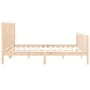 Bed frame with solid wood headboard 200x200 cm by vidaXL, Beds and slatted bases - Ref: Foro24-3192771, Price: 184,69 €, Disc...