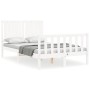 Double bed frame with white solid wood headboard by vidaXL, Beds and slatted bases - Ref: Foro24-3192917, Price: 136,16 €, Di...