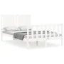 Double bed frame with white solid wood headboard by vidaXL, Beds and slatted bases - Ref: Foro24-3192917, Price: 134,46 €, Di...