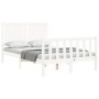 Double bed frame with white solid wood headboard by vidaXL, Beds and slatted bases - Ref: Foro24-3192917, Price: 136,16 €, Di...