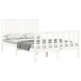 Double bed frame with white solid wood headboard by vidaXL, Beds and slatted bases - Ref: Foro24-3192917, Price: 134,46 €, Di...