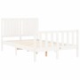 Double bed frame with white solid wood headboard by vidaXL, Beds and slatted bases - Ref: Foro24-3192917, Price: 136,16 €, Di...