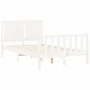 Double bed frame with white solid wood headboard by vidaXL, Beds and slatted bases - Ref: Foro24-3192917, Price: 134,46 €, Di...