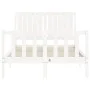 Double bed frame with white solid wood headboard by vidaXL, Beds and slatted bases - Ref: Foro24-3192917, Price: 134,46 €, Di...