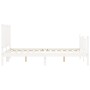 Double bed frame with white solid wood headboard by vidaXL, Beds and slatted bases - Ref: Foro24-3192917, Price: 136,16 €, Di...