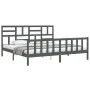 Gray solid wood bed frame with headboard 200x200 cm by vidaXL, Beds and slatted bases - Ref: Foro24-3193098, Price: 169,15 €,...