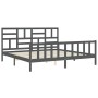 Gray solid wood bed frame with headboard 200x200 cm by vidaXL, Beds and slatted bases - Ref: Foro24-3193098, Price: 171,34 €,...
