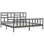 Gray solid wood bed frame with headboard 200x200 cm by vidaXL, Beds and slatted bases - Ref: Foro24-3193098, Price: 169,15 €,...