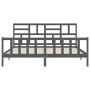 Gray solid wood bed frame with headboard 200x200 cm by vidaXL, Beds and slatted bases - Ref: Foro24-3193098, Price: 171,34 €,...