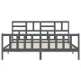 Gray solid wood bed frame with headboard 200x200 cm by vidaXL, Beds and slatted bases - Ref: Foro24-3193098, Price: 169,15 €,...
