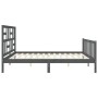 Gray solid wood bed frame with headboard 200x200 cm by vidaXL, Beds and slatted bases - Ref: Foro24-3193098, Price: 171,34 €,...