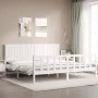 White solid wood bed frame with headboard 200x200 cm by vidaXL, Beds and slatted bases - Ref: Foro24-3192967, Price: 190,04 €...