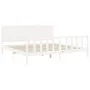 White solid wood bed frame with headboard 200x200 cm by vidaXL, Beds and slatted bases - Ref: Foro24-3192967, Price: 190,04 €...