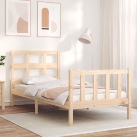 Bettgestell mit Massivholzkopfteil 90x200 cm von vidaXL, Betten und Lattenroste - Ref: Foro24-3192996, Preis: 90,30 €, Rabatt: %