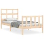 Bed frame with solid wood headboard 90x200 cm by vidaXL, Beds and slatted bases - Ref: Foro24-3192996, Price: 90,30 €, Discou...