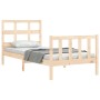 Bed frame with solid wood headboard 90x200 cm by vidaXL, Beds and slatted bases - Ref: Foro24-3192996, Price: 90,30 €, Discou...