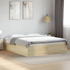 Estructura de cama madera de ingeniería roble Sonoma 150x200 cm