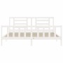 Weißer Massivholzbettrahmen mit Kopfteil 200x200 cm von vidaXL, Betten und Lattenroste - Ref: Foro24-3192902, Preis: 152,53 €...