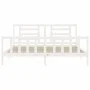 White solid wood bed frame with headboard 200x200 cm by vidaXL, Beds and slatted bases - Ref: Foro24-3192902, Price: 152,53 €...