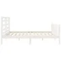 White solid wood bed frame with headboard 200x200 cm by vidaXL, Beds and slatted bases - Ref: Foro24-3192902, Price: 152,53 €...
