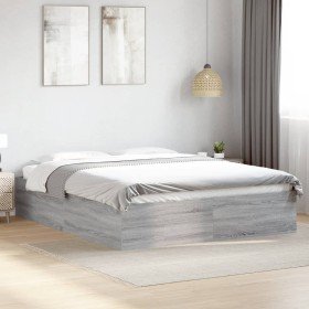 Estructura de cama madera de ingeniería gris Sonoma 150x200 cm Estructura de cama madera de ingeniería gris Sonoma 150x200 cm