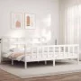 Weißer Massivholzbettrahmen mit Kopfteil 200x200 cm von vidaXL, Betten und Lattenroste - Ref: Foro24-3193032, Preis: 155,90 €...