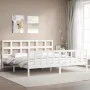 Weißer Massivholzbettrahmen mit Kopfteil 200x200 cm von vidaXL, Betten und Lattenroste - Ref: Foro24-3193032, Preis: 155,90 €...