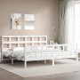 Weißer Massivholzbettrahmen mit Kopfteil 200x200 cm von vidaXL, Betten und Lattenroste - Ref: Foro24-3193032, Preis: 158,27 €...