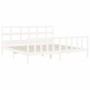 Weißer Massivholzbettrahmen mit Kopfteil 200x200 cm von vidaXL, Betten und Lattenroste - Ref: Foro24-3193032, Preis: 158,27 €...