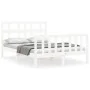 Estructura cama de matrimonio con cabecero madera maciza blanco de vidaXL, Camas y somieres - Ref: Foro24-3192982, Precio: 12...