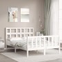 Doppelbettgestell mit weißem Massivholz-Kopfteil von vidaXL, Betten und Lattenroste - Ref: Foro24-3192982, Preis: 129,55 €, R...