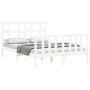 Double bed frame with white solid wood headboard by vidaXL, Beds and slatted bases - Ref: Foro24-3192982, Price: 129,55 €, Di...