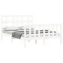 Double bed frame with white solid wood headboard by vidaXL, Beds and slatted bases - Ref: Foro24-3192982, Price: 127,88 €, Di...