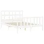 Double bed frame with white solid wood headboard by vidaXL, Beds and slatted bases - Ref: Foro24-3192982, Price: 127,88 €, Di...