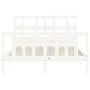 Double bed frame with white solid wood headboard by vidaXL, Beds and slatted bases - Ref: Foro24-3192982, Price: 127,88 €, Di...