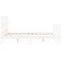 Double bed frame with white solid wood headboard by vidaXL, Beds and slatted bases - Ref: Foro24-3192982, Price: 129,55 €, Di...