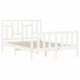 Double bed frame with white solid wood headboard by vidaXL, Beds and slatted bases - Ref: Foro24-3193112, Price: 127,51 €, Di...