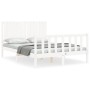 Estructura de cama con cabecero madera maciza blanco 140x190 cm de vidaXL, Camas y somieres - Ref: Foro24-3192927, Precio: 16...