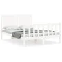 White solid wood bed frame with headboard 140x190 cm by vidaXL, Beds and slatted bases - Ref: Foro24-3192927, Price: 158,79 €...
