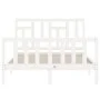 Double bed frame with white solid wood headboard by vidaXL, Beds and slatted bases - Ref: Foro24-3193112, Price: 127,51 €, Di...
