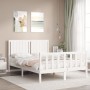 Weißer Massivholzbettrahmen mit Kopfteil 140x190 cm von vidaXL, Betten und Lattenroste - Ref: Foro24-3192927, Preis: 163,80 €...