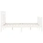 Double bed frame with white solid wood headboard by vidaXL, Beds and slatted bases - Ref: Foro24-3193112, Price: 127,51 €, Di...