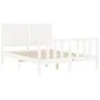 White solid wood bed frame with headboard 140x190 cm by vidaXL, Beds and slatted bases - Ref: Foro24-3192927, Price: 158,79 €...