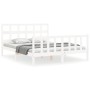 White solid wood bed frame with headboard 160x200 cm by vidaXL, Beds and slatted bases - Ref: Foro24-3193022, Price: 145,95 €...