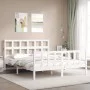 White solid wood bed frame with headboard 160x200 cm by vidaXL, Beds and slatted bases - Ref: Foro24-3193022, Price: 142,13 €...