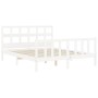 White solid wood bed frame with headboard 160x200 cm by vidaXL, Beds and slatted bases - Ref: Foro24-3193022, Price: 145,95 €...