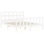 White solid wood bed frame with headboard 160x200 cm by vidaXL, Beds and slatted bases - Ref: Foro24-3193022, Price: 142,13 €...